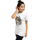 T-shirt imprimé dessin tête de loup femme