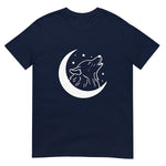 T-shirt loup cri lunaire bleu marine