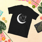 T-shirt loup cri lunaire imprimé noir