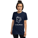 T-shirt loup femme bleu marine "L'Alpha"