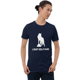 T-shirt loup solitaire bleu marine homme