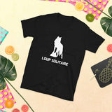 T-shirt loup solitaire noir unisexe