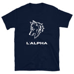 T-shirt loup unisexe bleu marine "L'Alpha"