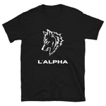T-shirt loup unisexe noir "L'Alpha"
