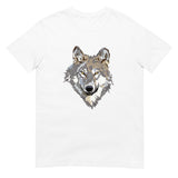 T-shirt tête de loup regard perçant blanc