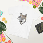 T-shirt tête de loup regard perçant imprimé blanc