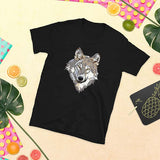 T-shirt tête de loup regard perçant imprimé noir