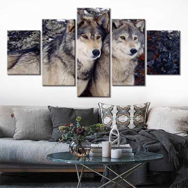 MEKPAM Arazzo Lupo 230x180 Cm - Tessuto Poliestere HD Con Gruppo Di Lupi E Foresta - Decorazione Parete, Copriletto, Tenda Da Spiaggia