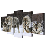 Tableau multi panneaux avec des loups 