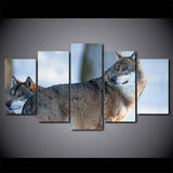 tableau multi panneaux loup gris 