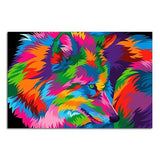 tableau tete de loup multicolore 