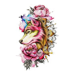 tatouage loup avec des fleurs