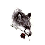 Tatouage loup avec rose 