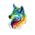 tatouage loup tête colorée 